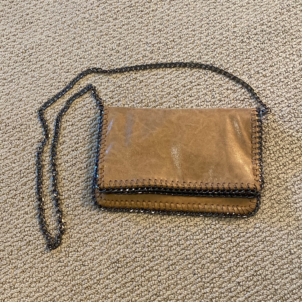 Brown leather clutch/crossbody